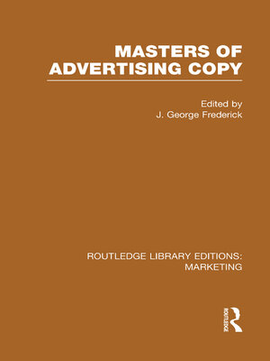 cover image of Masters of Advertising Copy (RLE Marketing)